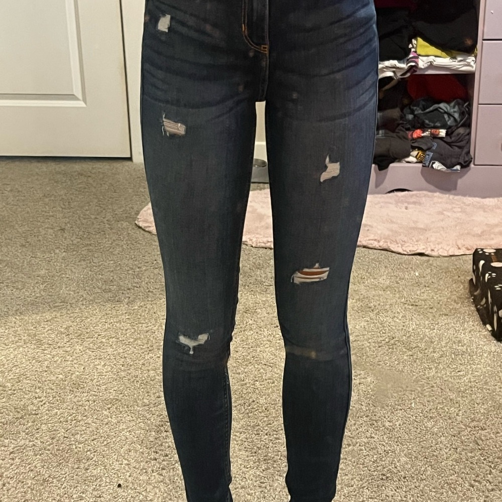 Hollister Dark Blue Distressed Skinny Jeans
